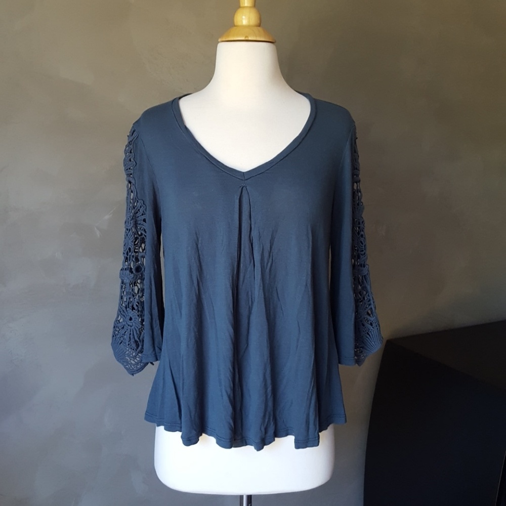 3/4 Lace Sleeve Teal Dreamy Fairy Boho Top